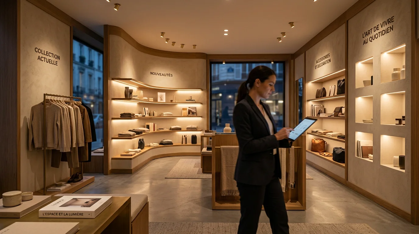 Boutique moderne équipée d'un éclairage connecté piloté sur tablette