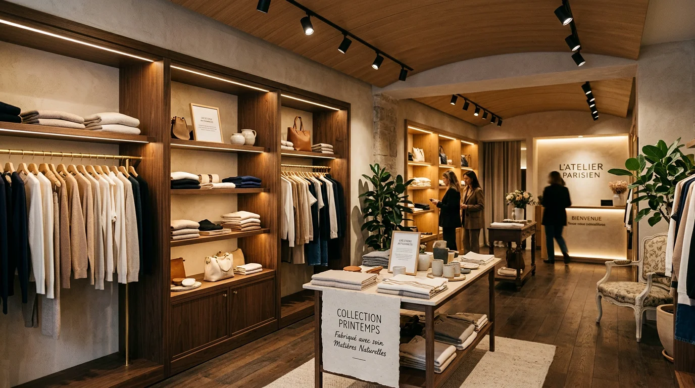 Boutique retail mise en valeur par un éclairage d'accentuation soigné