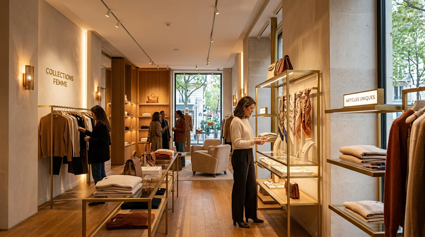 Boutique retail mise en valeur par un éclairage chaleureux et ciblé