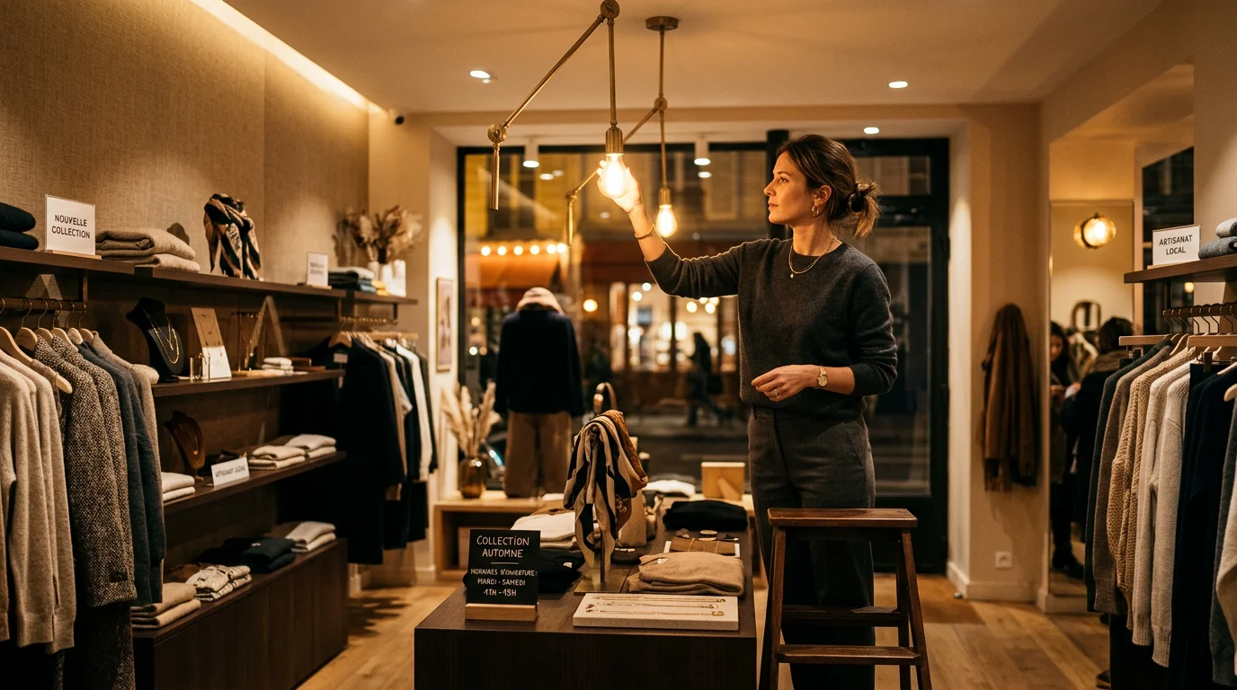 Réglage d'un éclairage à gradation chaude dans une boutique retail