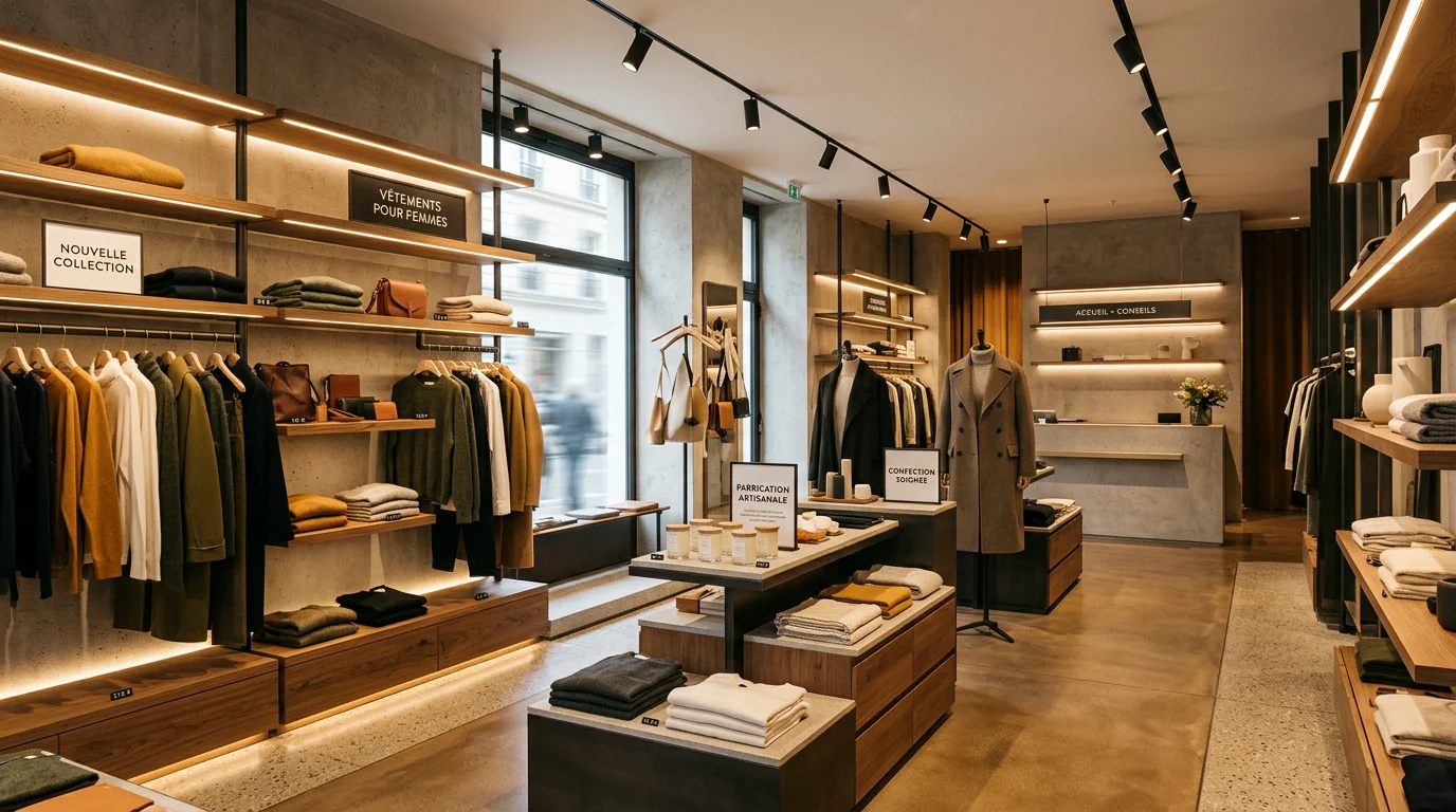Boutique moderne mise en valeur par un éclairage connecté professionnel