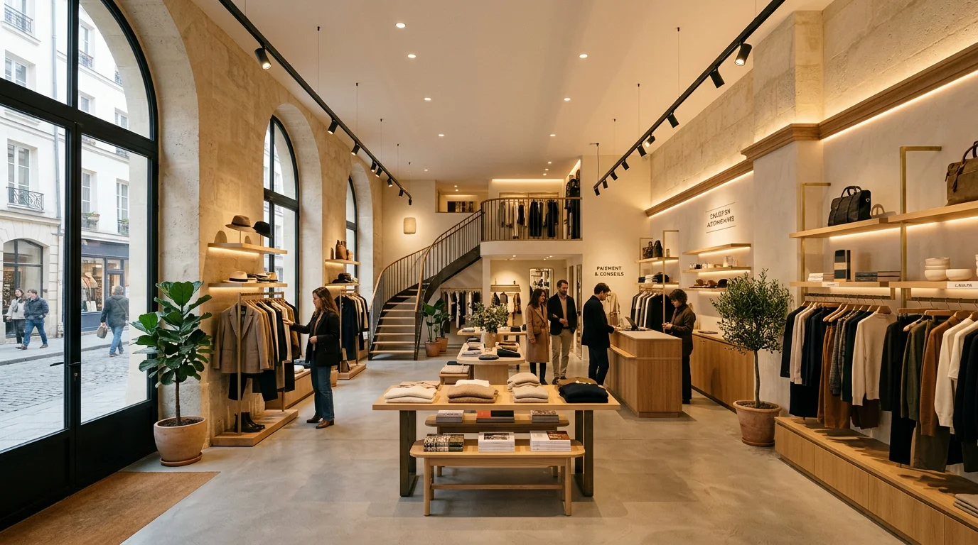 Intérieur de boutique sublimé par un éclairage à plusieurs couches