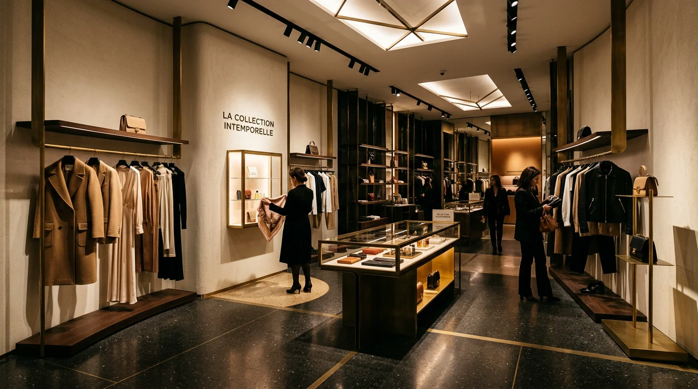 Intérieur d'un magasin de luxe avec éclairage d'accentuation sophistiqué