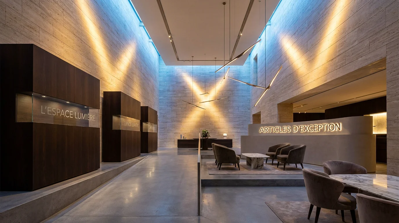 Espace architectural sublimé par une conception lumière professionnelle