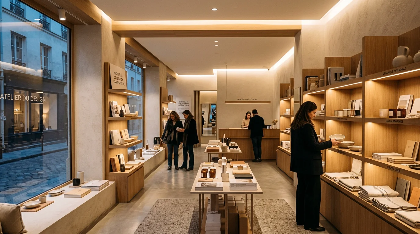 Boutique moderne avec éclairage d'accentuation mettant en valeur les produits