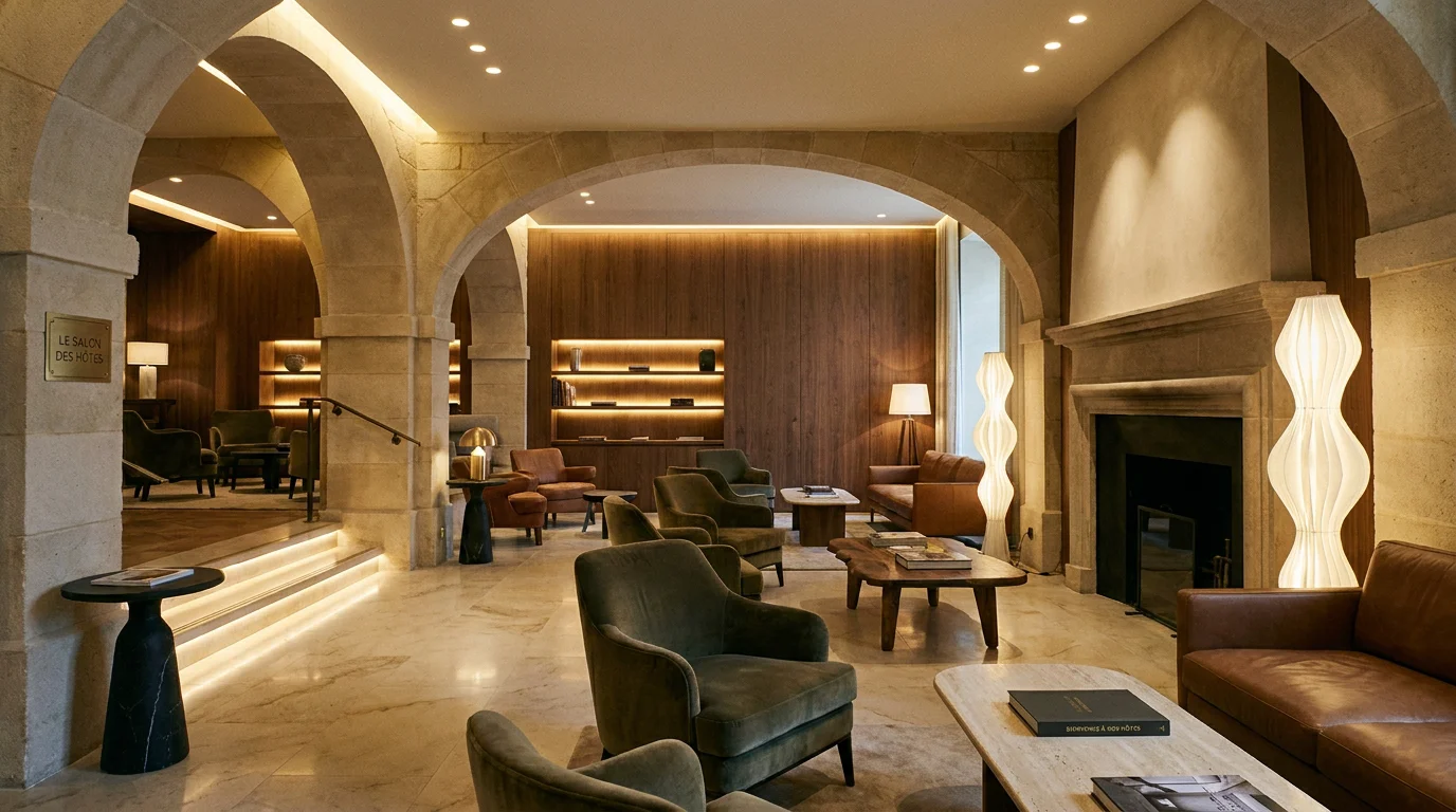 Espace commercial avec éclairage intérieur aux normes, spots d'accentuation et ambiance chaleureuse