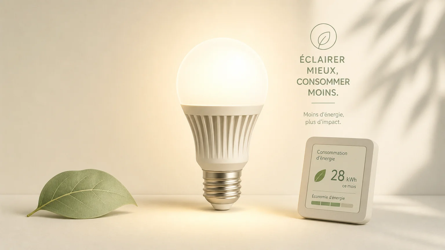 Illustration d’une ampoule LED économe éclairant un espace intérieur