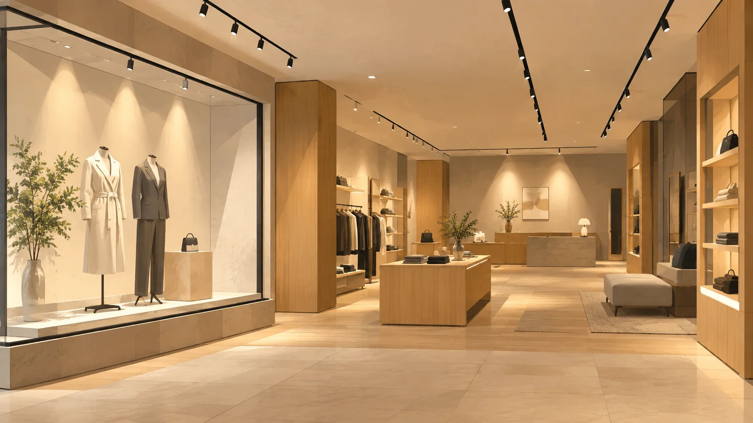 Éclairage d’une boutique achevée avant son ouverture