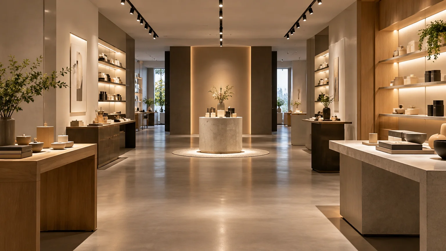Éclairage général et accent lumineux dans une boutique contemporaine